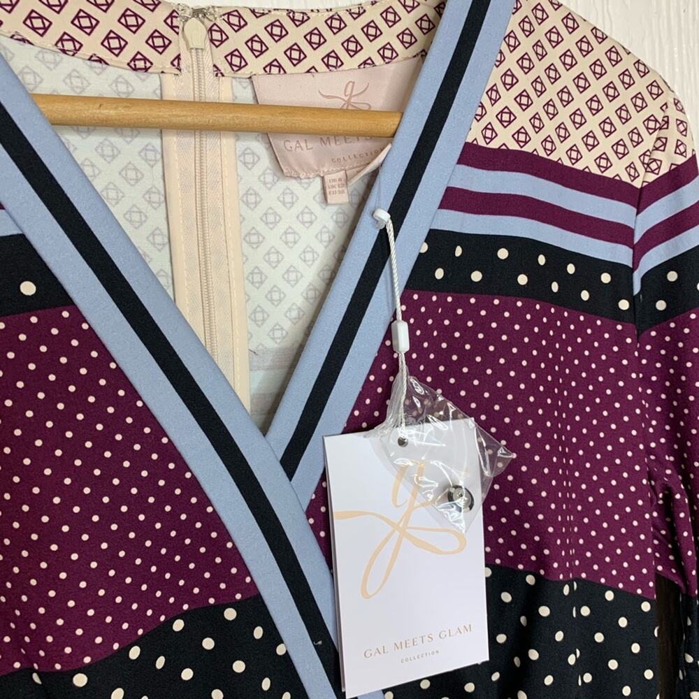 GAL MEETS GLAM 'Dakota' Striped Long Sleeve Dress US 8 NWT - Picture 8 of 8